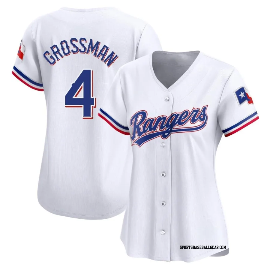 Robbie Grossman Women's Texas Rangers White Limited Home Jersey