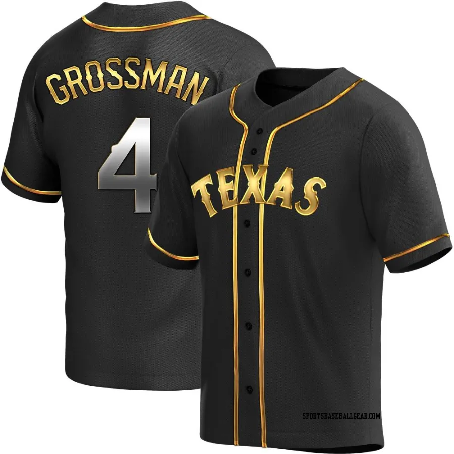Robbie Grossman Youth Texas Rangers Black Golden Replica Alternate Jersey