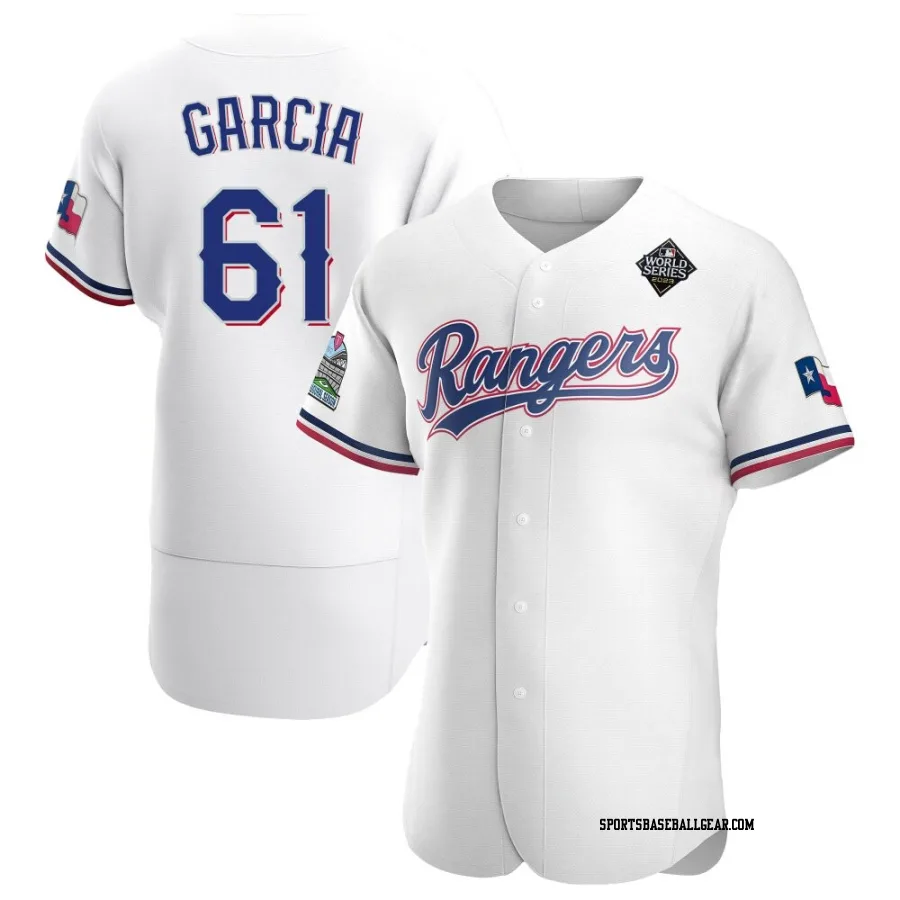 Robert Garcia Men's Texas Rangers White Authentic Home 2023 World Series Jersey