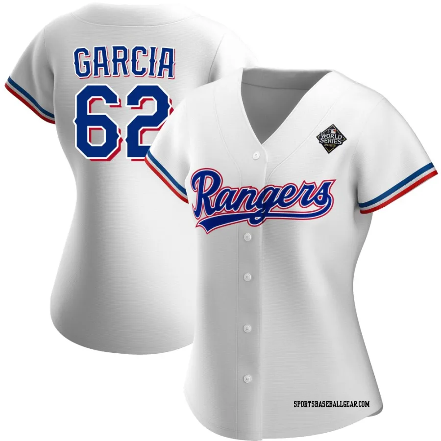 Robert Garcia Women's Texas Rangers White Replica Home 2023 World Series Jersey