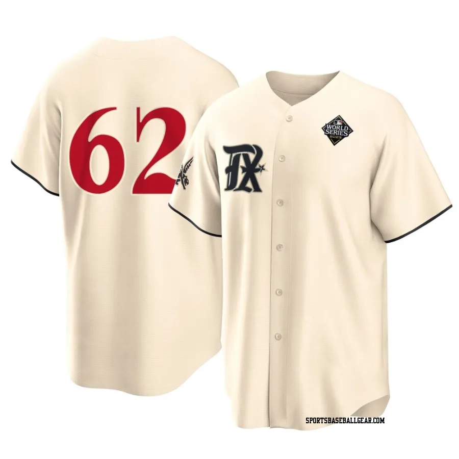 Robert Garcia Youth Texas Rangers Cream Replica 2023 City Connect 2023 World Series Jersey