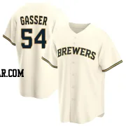 Robert Gasser Men's Milwaukee Brewers Cream Replica Home Jersey