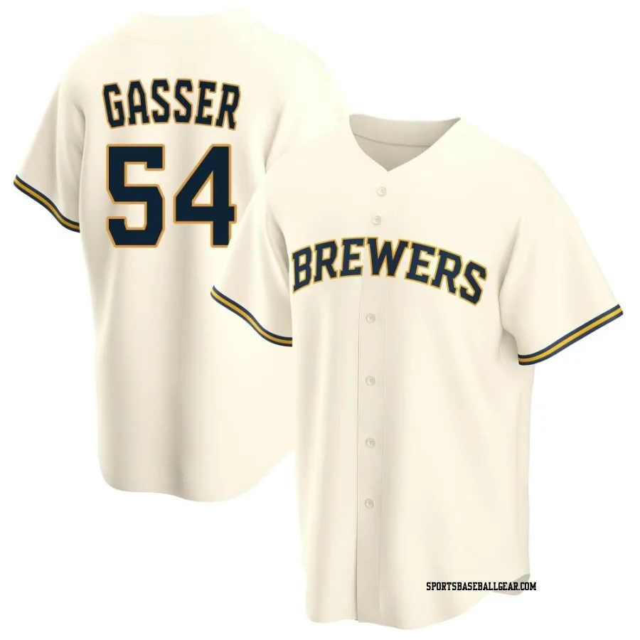 Robert Gasser Men's Milwaukee Brewers Cream Replica Home Jersey