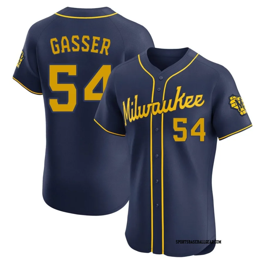 Robert Gasser Men's Milwaukee Brewers Navy Elite Alternate Jersey