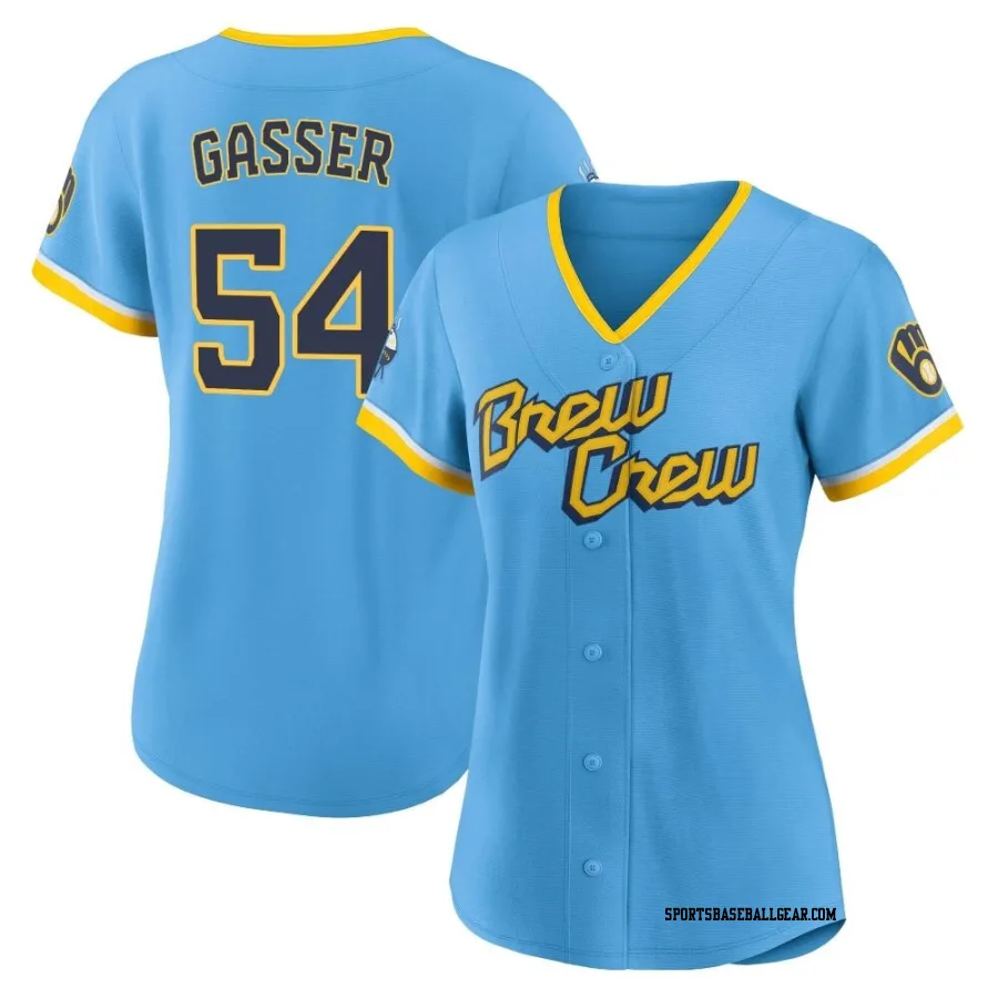 Robert Gasser Women's Milwaukee Brewers Blue Authentic Powder 2022 City Connect Jersey