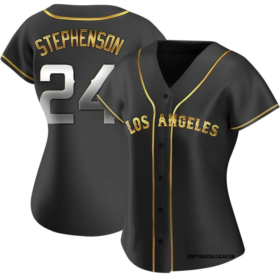 Robert Stephenson Women's Los Angeles Angels Black Golden Replica Alternate Jersey