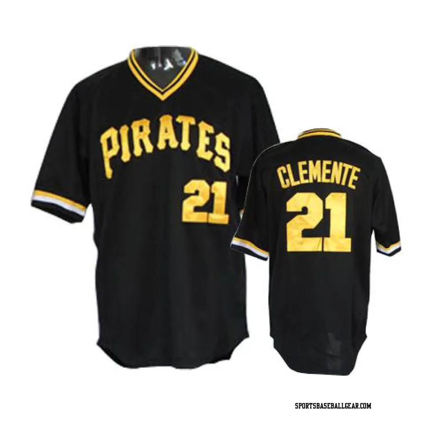 Roberto Clemente Men's Pittsburgh Pirates Black Replica Throwback Jersey