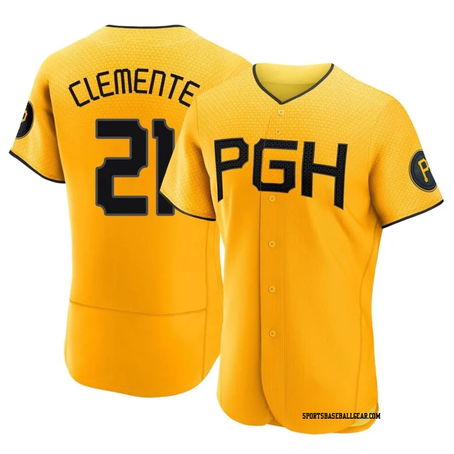 Roberto Clemente Men's Pittsburgh Pirates Gold Authentic 2023 City Connect Jersey