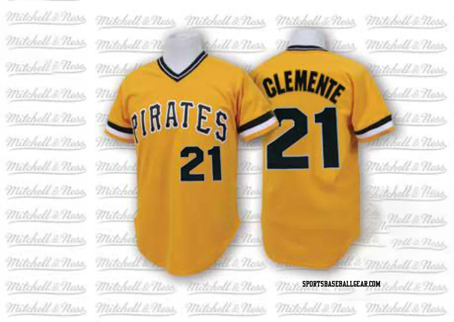 Roberto Clemente Men's Pittsburgh Pirates Gold Authentic Throwback Jersey