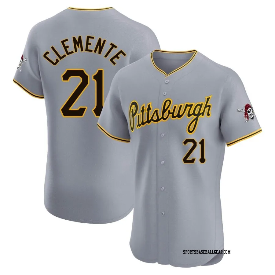 Roberto Clemente Men's Pittsburgh Pirates Gray Elite Road Jersey