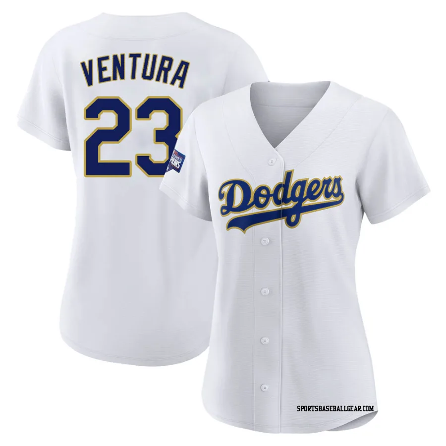 Robin Ventura Women's Los Angeles Dodgers White/Gold Authentic 2021 Gold Program Player Jersey