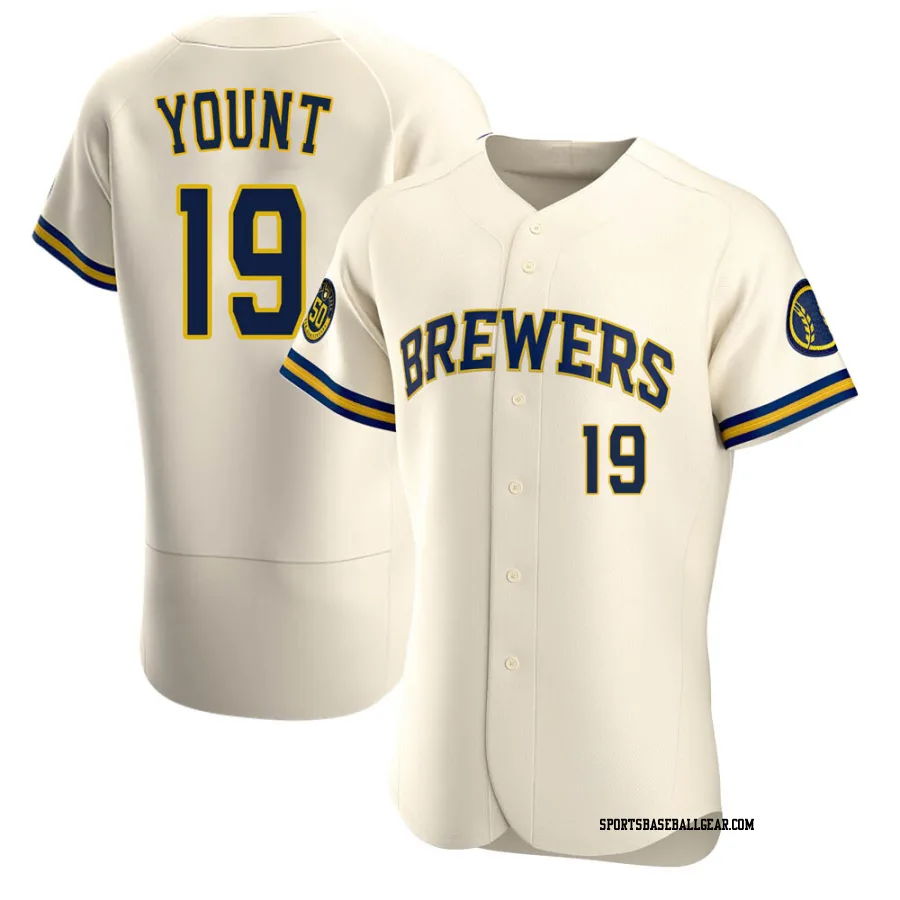 Robin Yount Men's Milwaukee Brewers Cream Authentic Home Jersey
