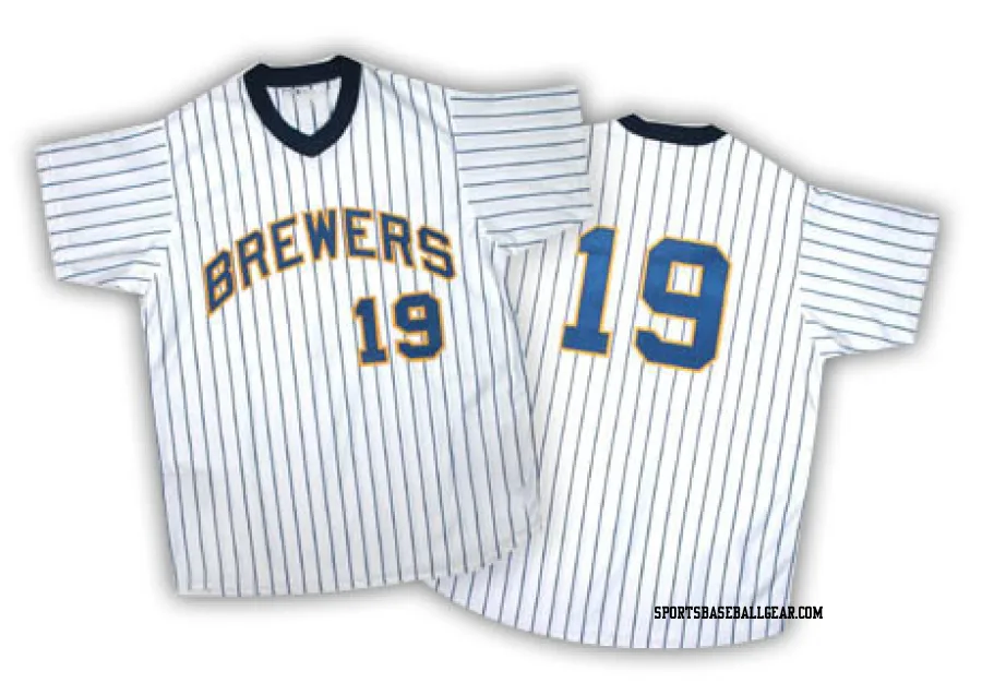 Robin Yount Men's Milwaukee Brewers White/Blue Authentic Strip Throwback Jersey