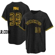 Robinson Pina Men's Toronto Blue Jays Black Replica Snake Skin City Jersey