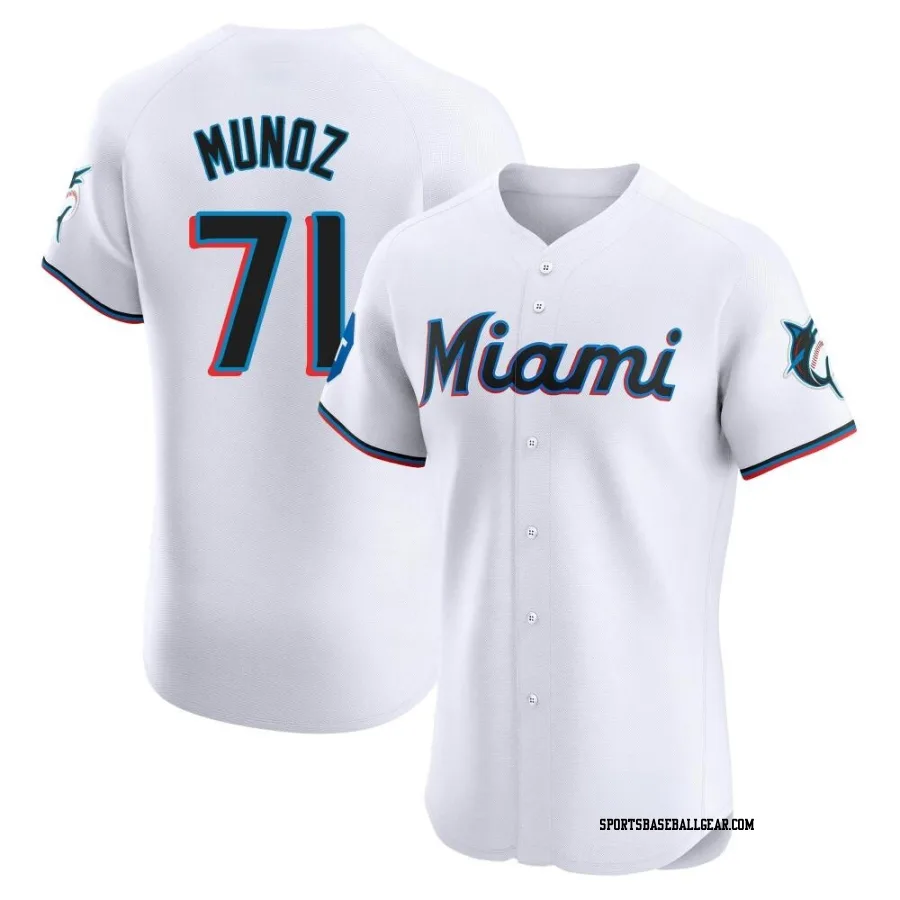 Roddery Munoz Men's Miami Marlins White Elite Home Patch Jersey