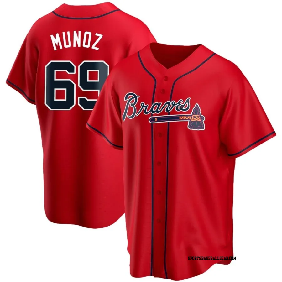 Roddery Munoz Youth Atlanta Braves Red Replica Alternate Jersey