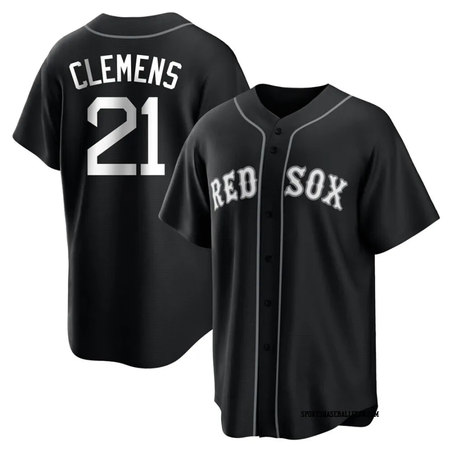 Roger Clemens Men's Boston Red Sox Black/White Replica Jersey