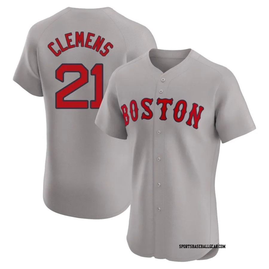 Roger Clemens Men's Boston Red Sox Gray Elite Road Jersey