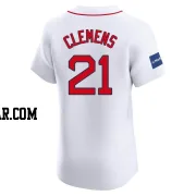 Roger Clemens Men's Boston Red Sox White Elite Home Patch Jersey