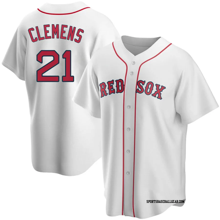 Roger Clemens Men's Boston Red Sox White Replica Home Jersey