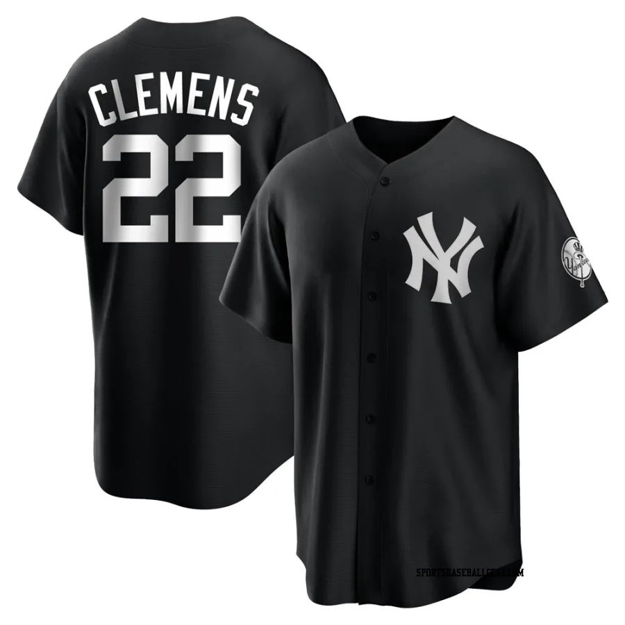 Roger Clemens Men's New York Yankees Black/White Replica Jersey