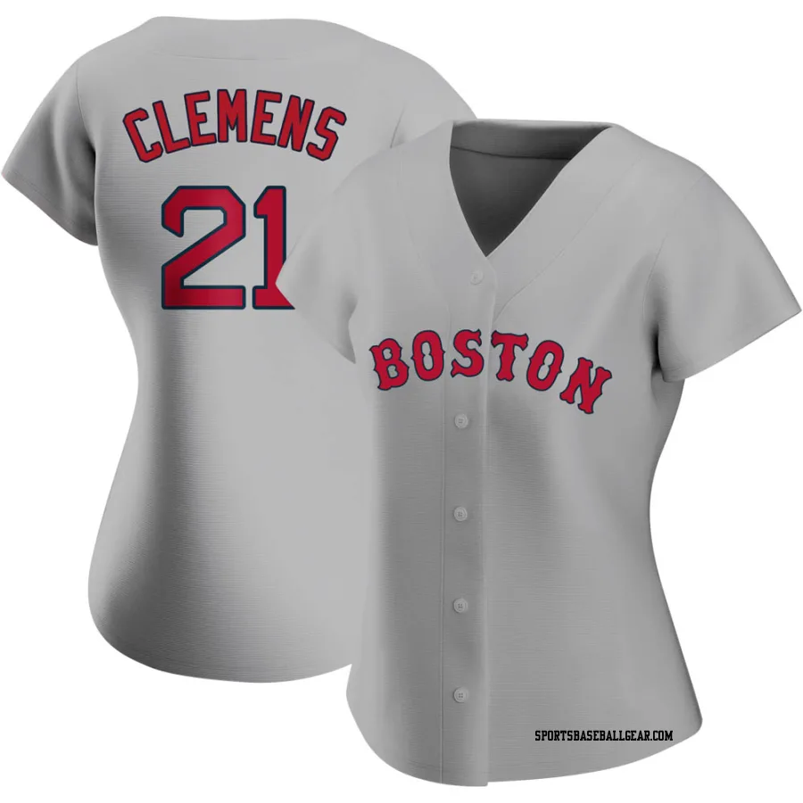 Roger Clemens Women's Boston Red Sox Gray Authentic Road Jersey
