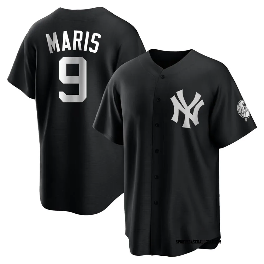 Roger Maris Men's New York Yankees Black/White Replica Jersey