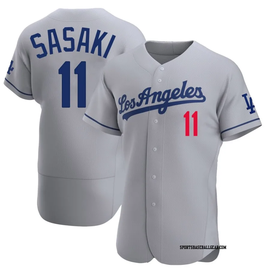 Roki Sasaki Men's Los Angeles Dodgers Gray Authentic Away Jersey