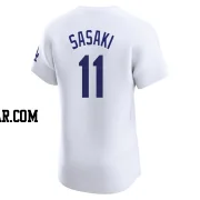 Roki Sasaki Men's Los Angeles Dodgers White Elite Home 2024 World Series Jersey