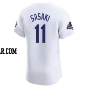 Roki Sasaki Men's Los Angeles Dodgers White Elite Home World Series Champions Jersey