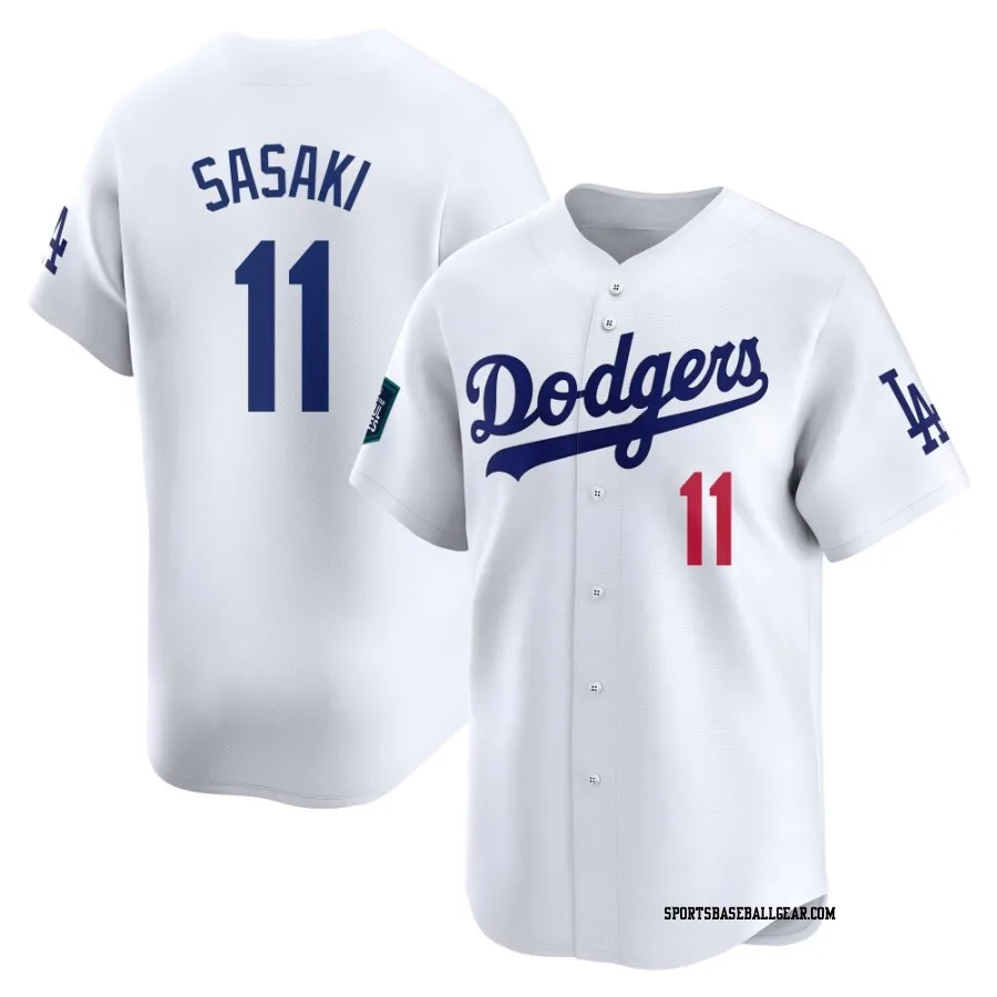 Roki Sasaki Men's Los Angeles Dodgers White Limited 2024 World Tour Seoul Series Home Jersey