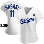 Roki Sasaki Women's Los Angeles Dodgers White Replica Home 2024 World Series Jersey