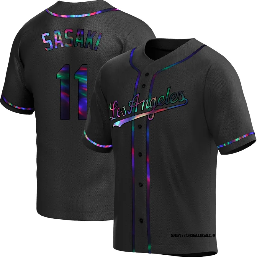 Roki Sasaki Youth Los Angeles Dodgers Black Holographic Replica Alternate Jersey