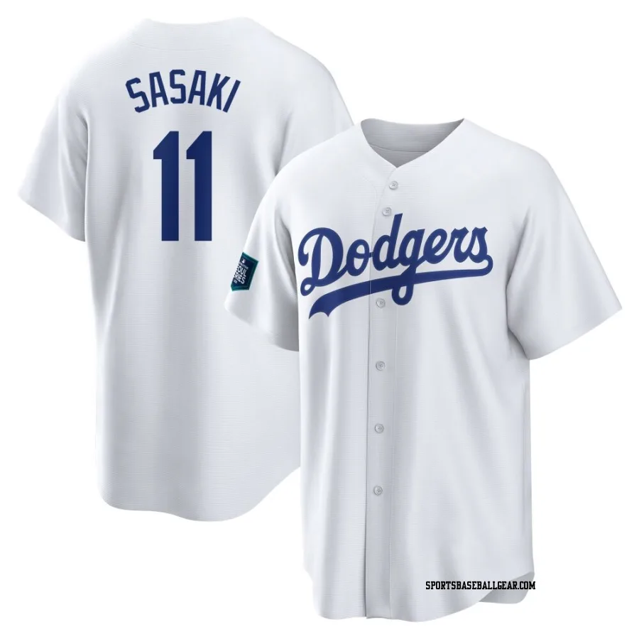 Roki Sasaki Youth Los Angeles Dodgers White Replica 2024 World Tour Seoul Series Home Jersey