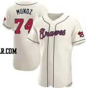 Rolddy Munoz Men's Atlanta Braves Cream Authentic Alternate Jersey