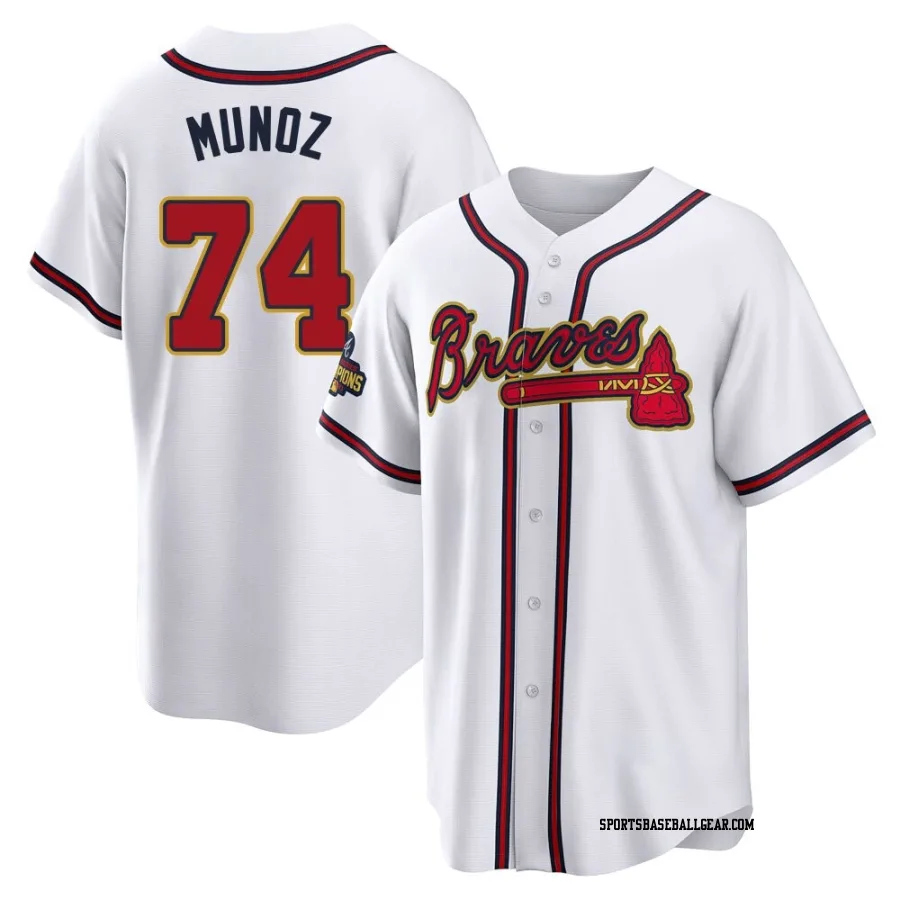 Rolddy Munoz Men's Atlanta Braves Gold Replica White 2022 Program Jersey