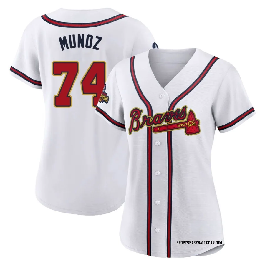 Rolddy Munoz Women's Atlanta Braves Gold Authentic White 2022 Program Jersey