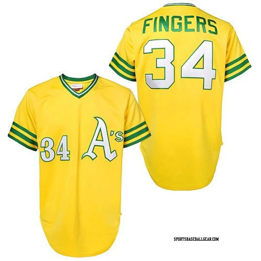 Rollie Fingers Men's Oakland Athletics Gold Authentic Throwback Jersey