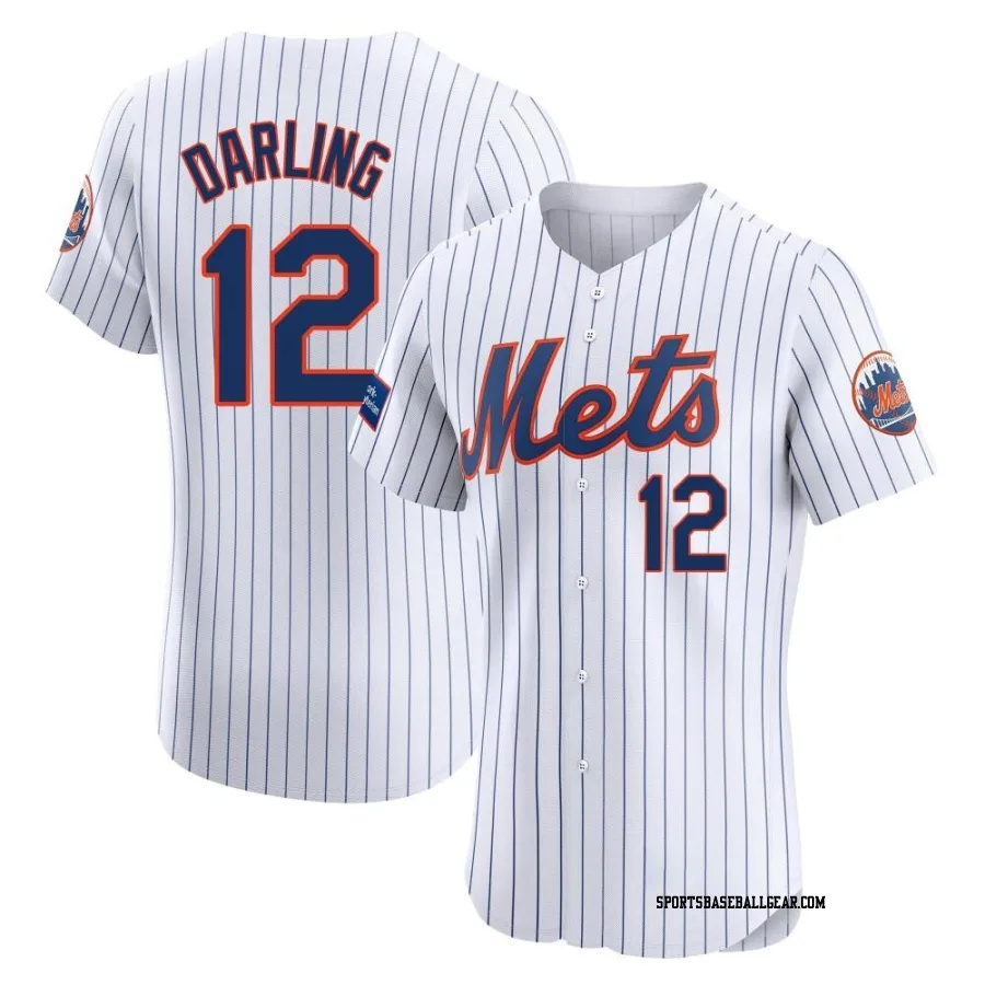 Ron Darling Men's New York Mets White Elite Home Patch Jersey