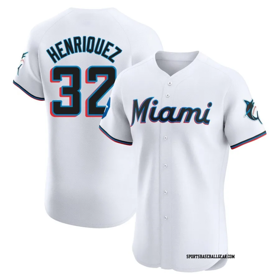 Ronny Henriquez Men's Miami Marlins White Elite Home Patch Jersey
