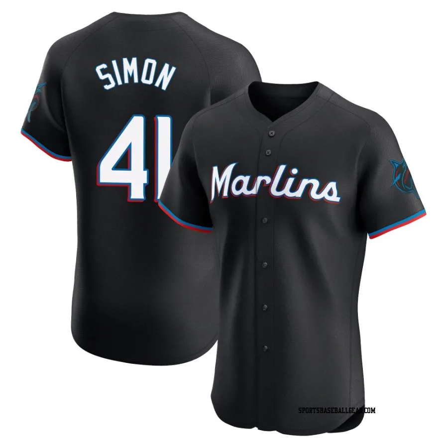 Ronny Simon Men's Miami Marlins Black Elite Alternate Vapor Premier Jersey