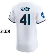 Ronny Simon Men's Miami Marlins White Elite Home Patch Jersey