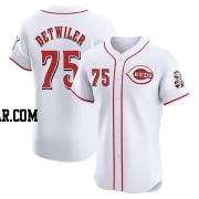 Ross Detwiler Men's Cincinnati Reds White Elite Home Patch Jersey