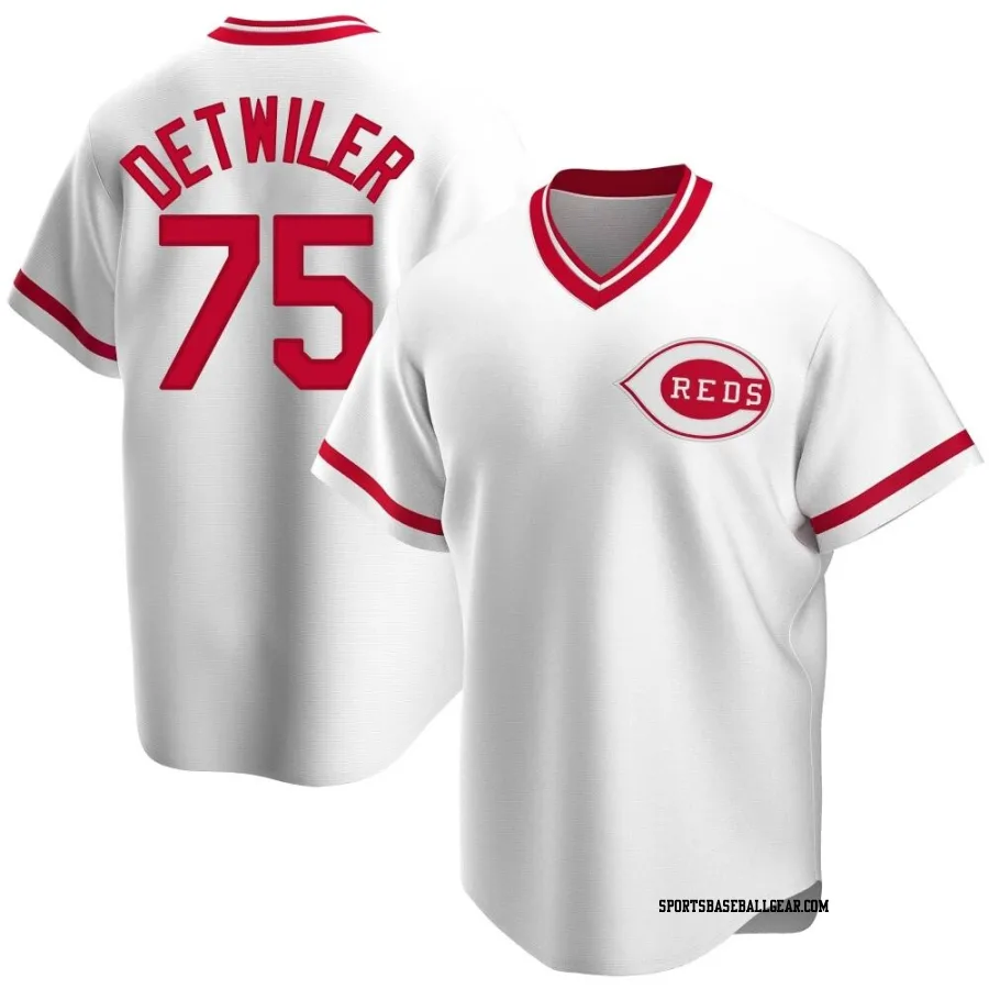 Ross Detwiler Youth Cincinnati Reds White Replica Home Cooperstown Collection Jersey