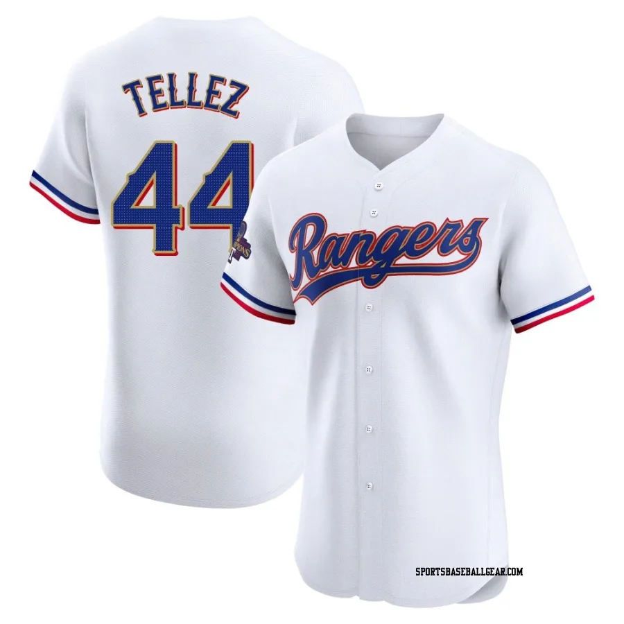 Rowdy Tellez Men's Texas Rangers Gold Elite White 2024 Collection Jersey