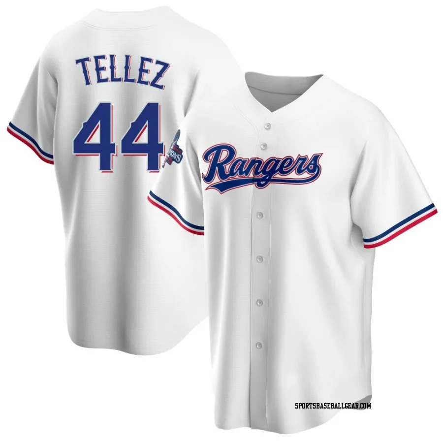 Rowdy Tellez Youth Texas Rangers White Replica Home 2023 World Series Champions Jersey