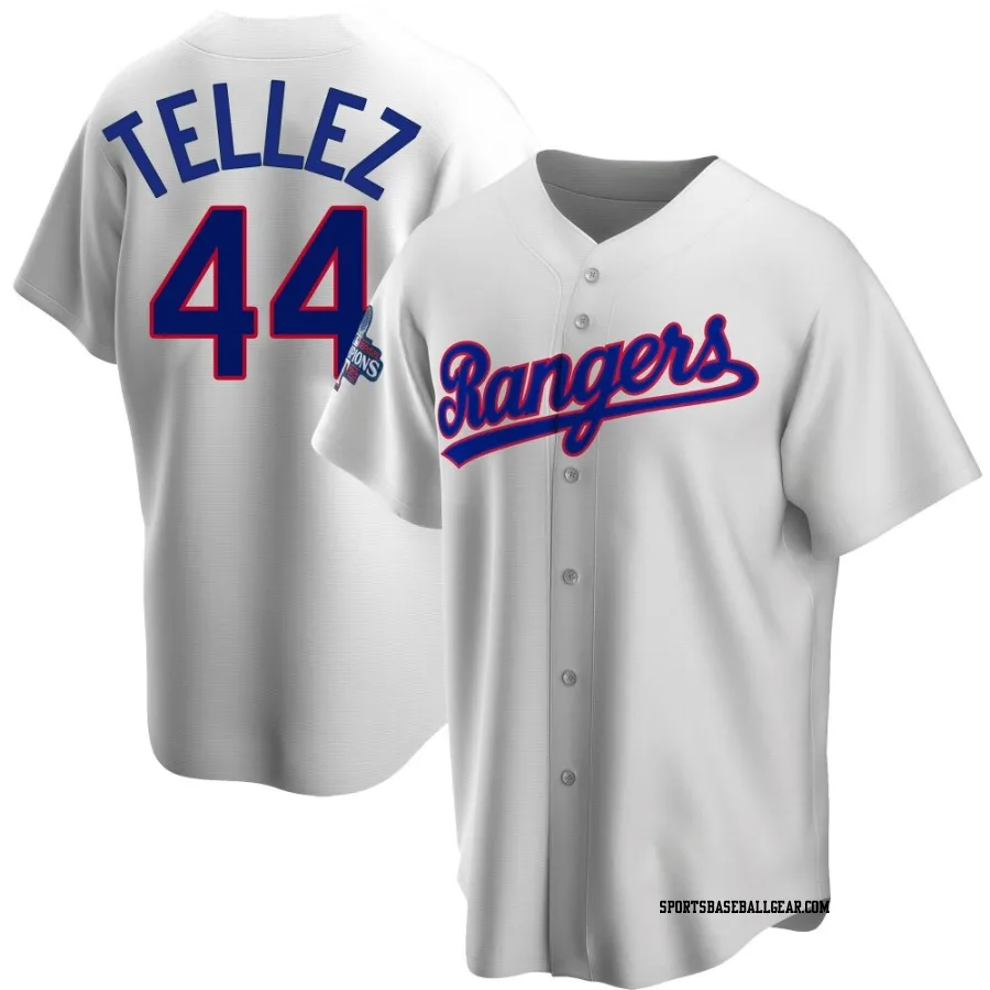 Rowdy Tellez Youth Texas Rangers White Replica Home Cooperstown Collection 2023 World Series Champions Jersey
