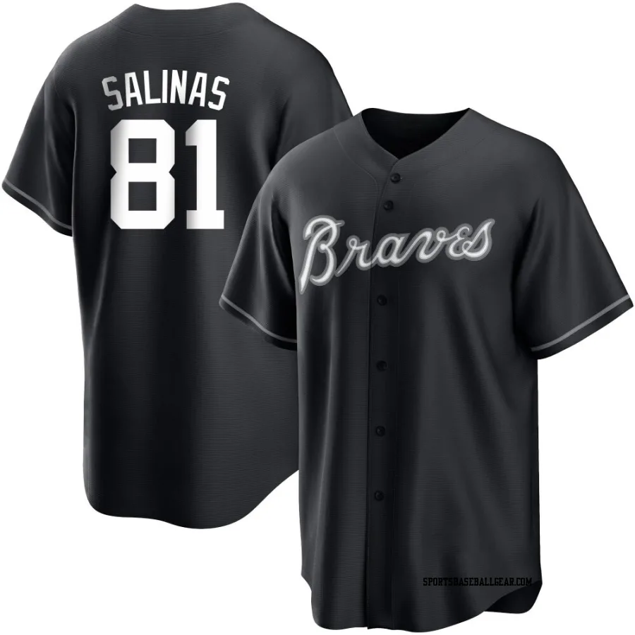 Royber Salinas Men's Atlanta Braves Black/White Replica Jersey