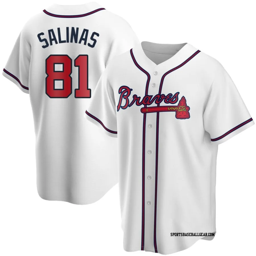 Royber Salinas Men's Atlanta Braves White Replica Home Jersey