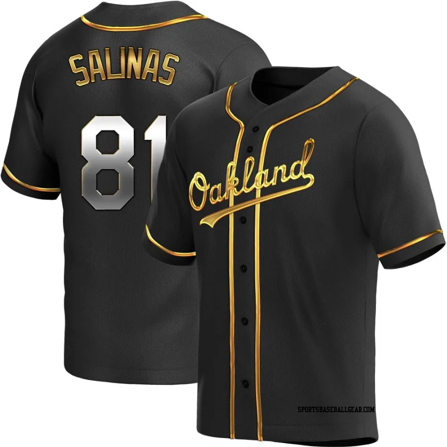 Royber Salinas Men's Oakland Athletics Black Golden Replica Alternate Jersey